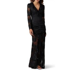 Revolve x ALEXIS‎ Lucasta Lace-Detailed Deep V Maxi Dress Small Whimsical Goth